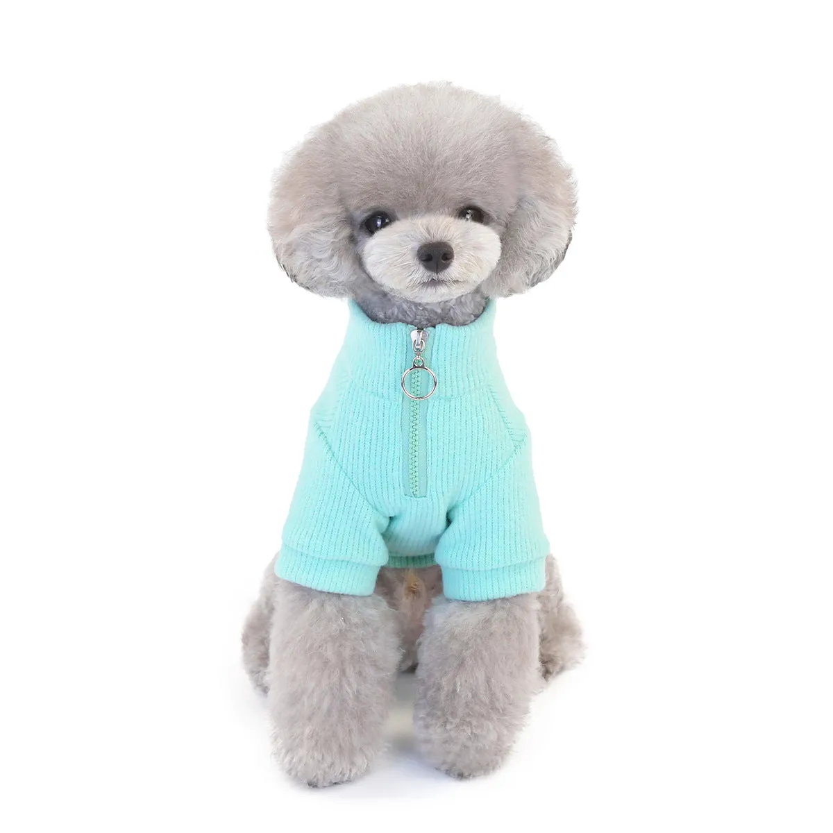 Warm zipper woolen winter cat pet clothing