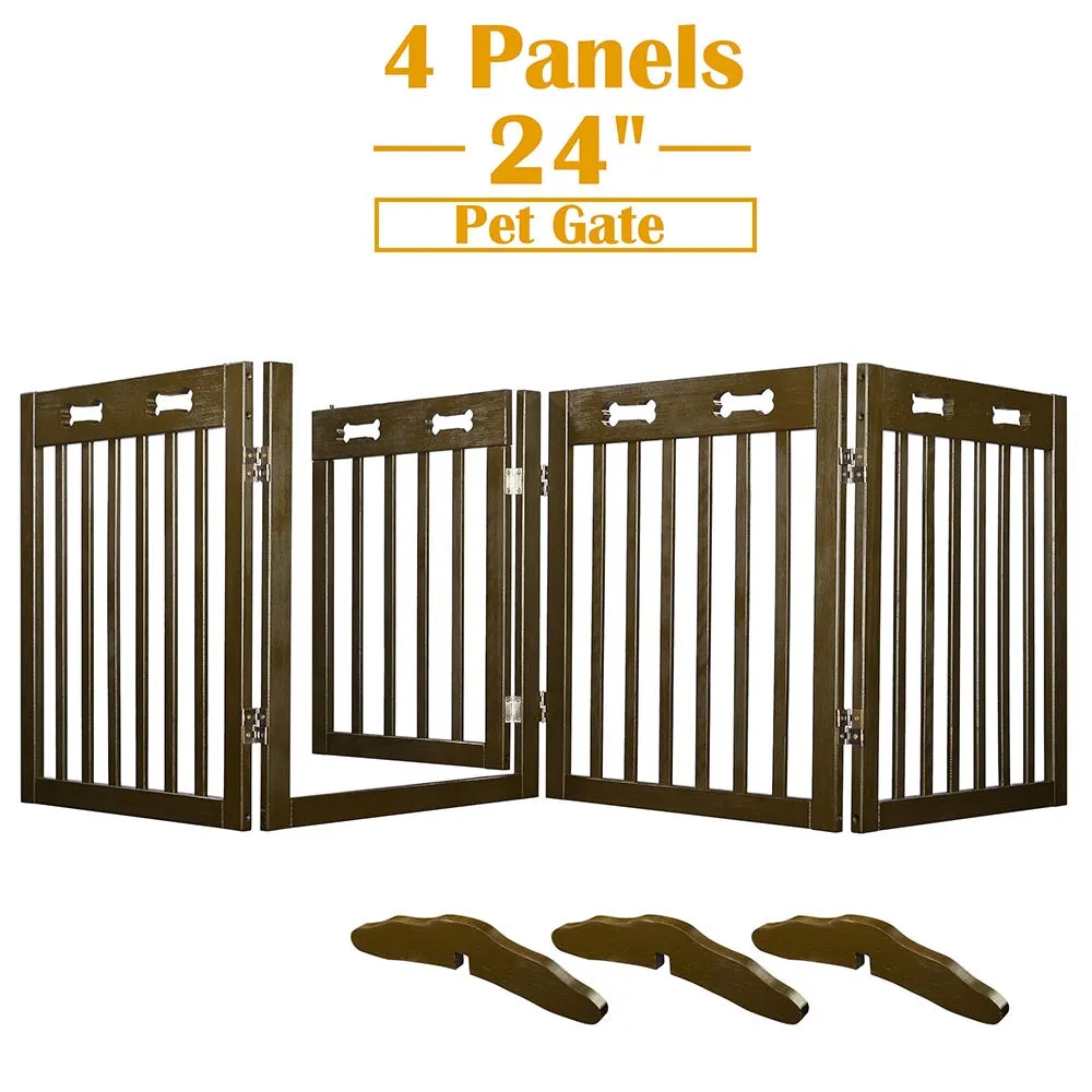 Yescom 4-Panel Folding Wood Pet Gate Crate Baby Barrier 80x24in