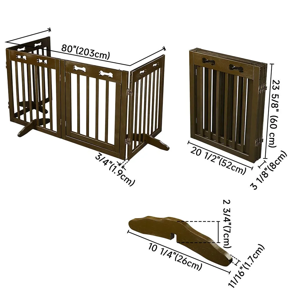 Yescom 4-Panel Folding Wood Pet Gate Crate Baby Barrier 80x24in