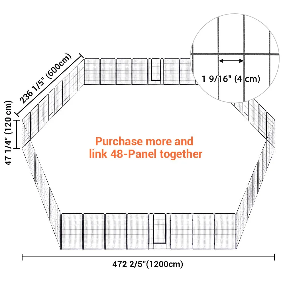 Yescom Heavy Duty Dog Playpen 47" Tall 32-Panel Puppy Pen Metal